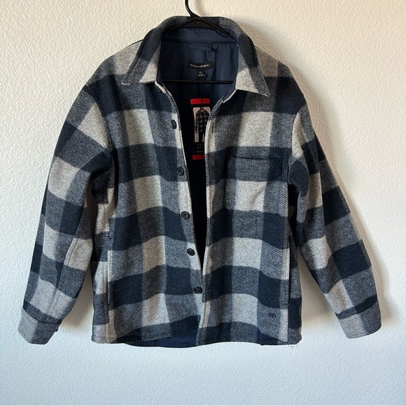 Banana Republic Men’s Medium Flannel Navy Outdoorsman Lightweight Shacket Jacket - Picture 1 of 12